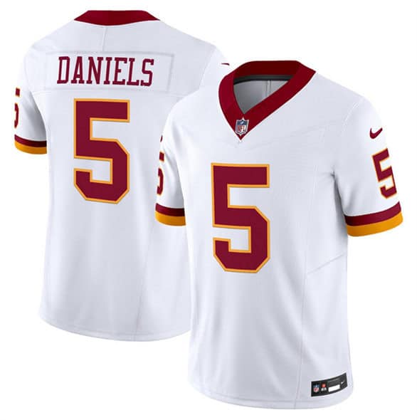 Washington Commanders #5 Jayden Daniels White 2025 F.U.S.E. Throwback Vapor Limited Football Stitched Jersey