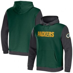 Green Bay Packers X Darius Rucker Collection Green Heather Charcoal Colorblock Pullover Hoodie