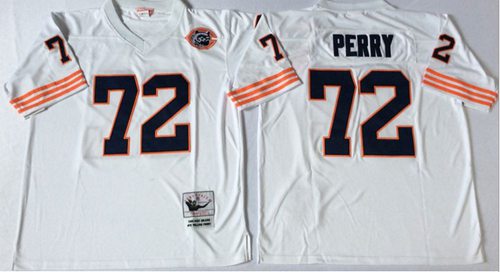 Mitchell Ness Bears #72 William Perry White Big No. Throwback Stitched Jersey