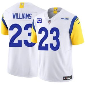 Los Angeles Rams #23 Kyren Williams White 2025 F.U.S.E. With 1-Star C Patch Vapor Untouchable Stitched Jersey