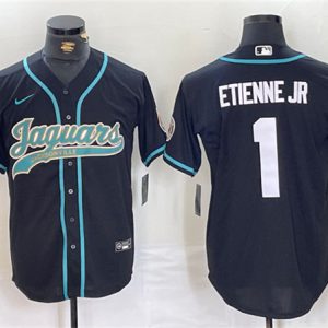 Jacksonville Jaguars #1 Travis Etienne Jr. Black With Patch Cool Base Stitched Jersey