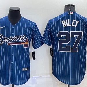 Atlanta Braves #27 Austin Riley Navy Cool Base Stitched Baseball Jersey
