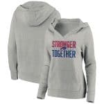 Buffalo Bills Heather Gray Stronger Together Crossover Neck Pullover Hoodie(Run Small)