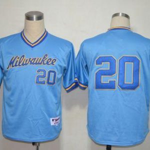 Brewers #20 Jonathan Lucroy Blue 1982 Turn Back The Clock Stitched Jersey