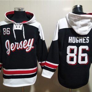 New Jersey Devils #86 Jack Hughes Black White Ageless Must-Have Lace-Up Pullover Hoodie