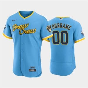 Milwaukee Brewers Active Player Custom Powder Blue 2022 City Connect Flex Base Stitched Jersey