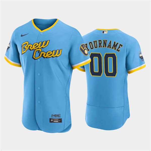 Milwaukee Brewers Active Player Custom Powder Blue 2022 City Connect Flex Base Stitched Jersey