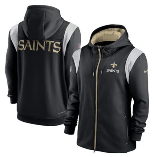 New Orleans Saints Black Zipper Hoodie