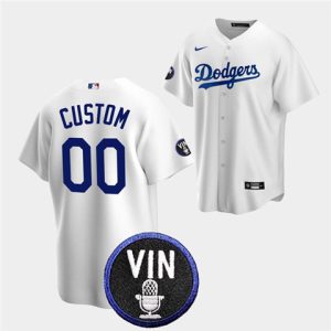 Los Angeles Dodgers Customized Custom 2022 White Vin Scully Patch Cool Base Stitched Baseball Jersey