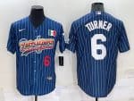Los Angeles Dodgers #6 Trea Turner Navy Mexico Rainbow Cool Base Stitched Baseball Jersey