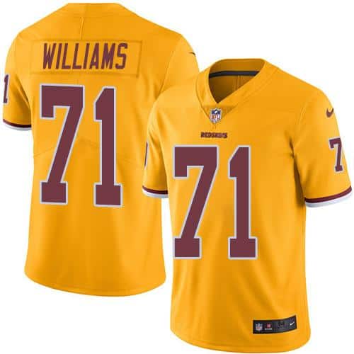 Redskins #71 Trent Williams Gold Stitched Limited Rush Nike Jersey