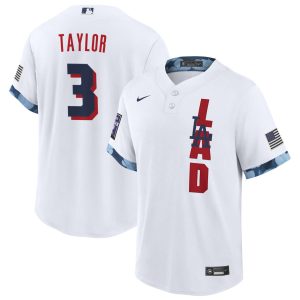 Los Angeles Dodgers #3 Chris Taylor 2021 White All-Star Cool Base Stitched Jersey