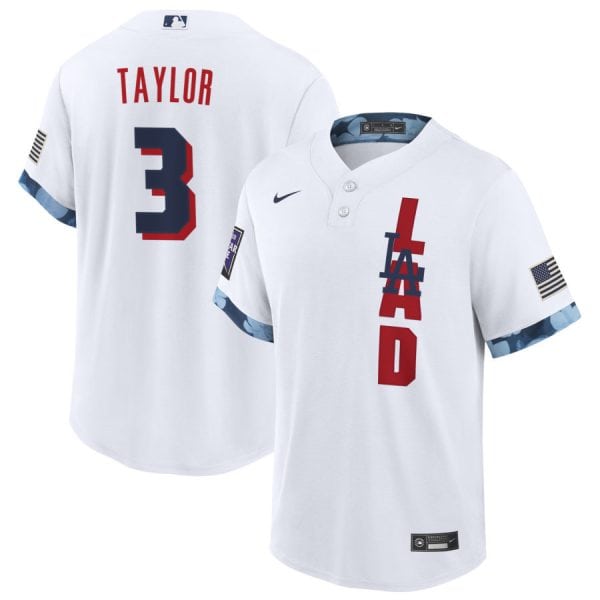 Los Angeles Dodgers #3 Chris Taylor 2021 White All-Star Cool Base Stitched Jersey