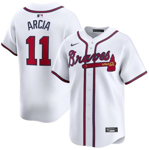 Atlanta Braves #11 Orlando Arcia White 2024 Home Limited Stitched Jersey