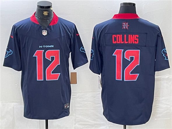 Houston Texans #12 Nico Collins Navy 2nd Alternate F.U.S.E. Vapor Limited Football Stitched Jersey