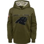Youth Carolina Panthers Olive Salute To Service Pullover Performance NFL Hoodie
