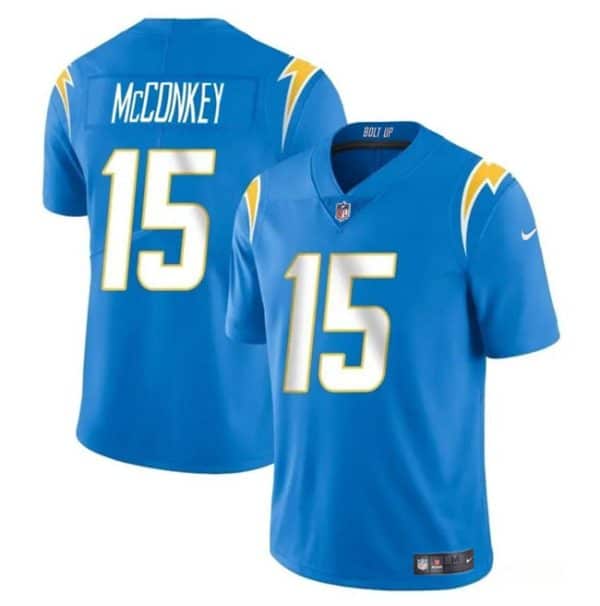 Los Angeles Chargers #15 Ladd McConkey Light Blue 2024 Draft Vapor Limited Stitched Jersey