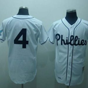 Mitchell And Ness Phillies #4 Jimmy Foxx Stitched White Throwback Jersey