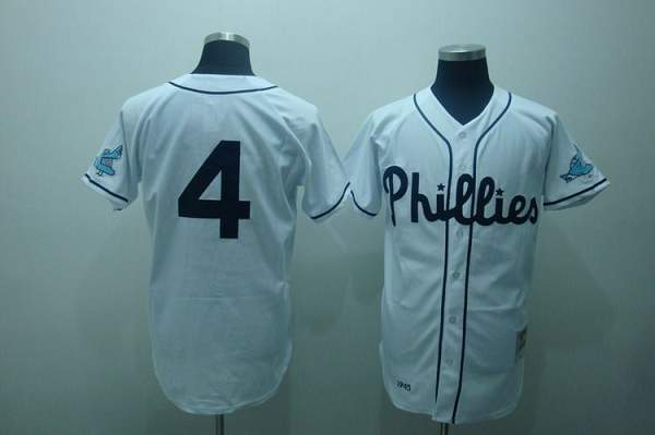 Mitchell And Ness Phillies #4 Jimmy Foxx Stitched White Throwback Jersey
