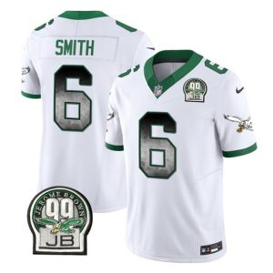Philadelphia Eagles #6 DeVonta Smith White 2023 F.U.S.E. Throwback Vapor Untouchable Limited Stitched Jersey