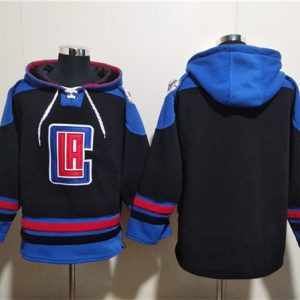Los Angeles Clippers Blank Black Blue Lace-Up Pullover Hoodie