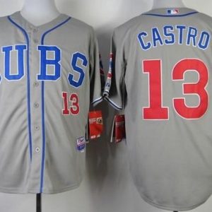 Cubs #13 Starlin Castro Grey Alternate Road Cool Base Stitched Jersey