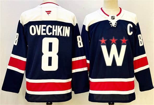 Washington Capitals #8 Alexander Ovechkin Navy With C Patch Stitched Jersey