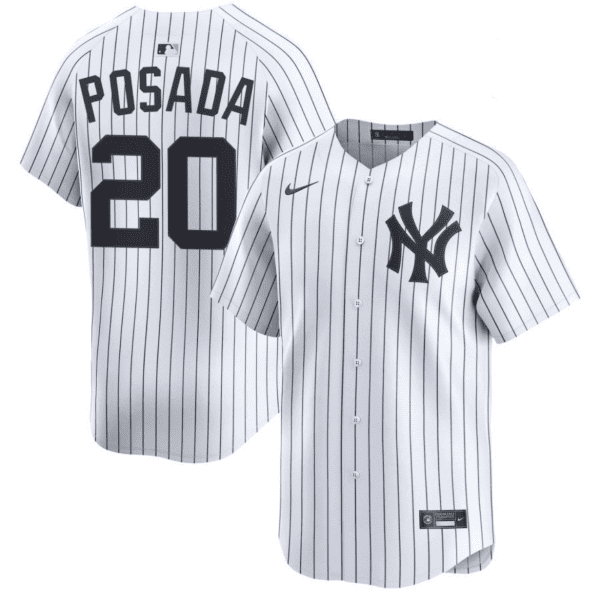 New York Yankees #20 Jorge Posada White Cool Base Stitched Jersey