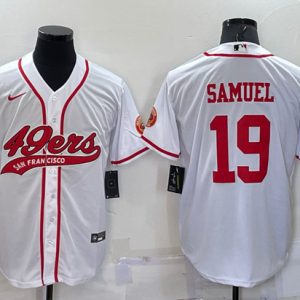 San Francisco 49ers #19 Deebo Samuel White With Patch Cool Base Stitched Baseball Jersey