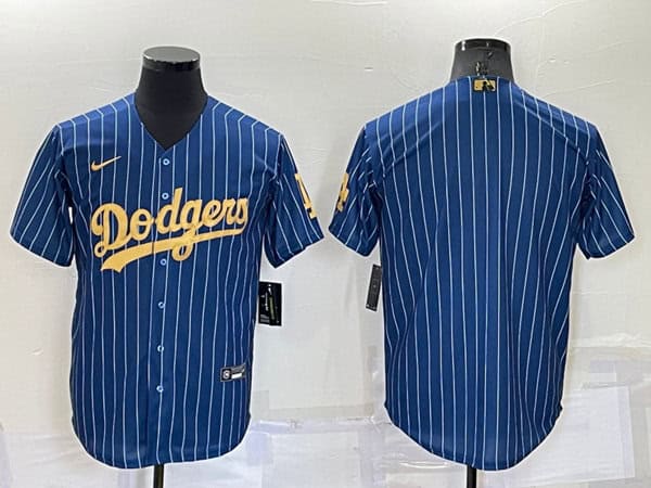 Los Angeles Dodgers Blank Navy Gold Cool Base Stitched Baseball Jersey