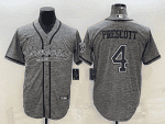 Dallas Cowboys #4 Dak Prescott Grey With Patch Cool Base Stitched Baseball Jersey