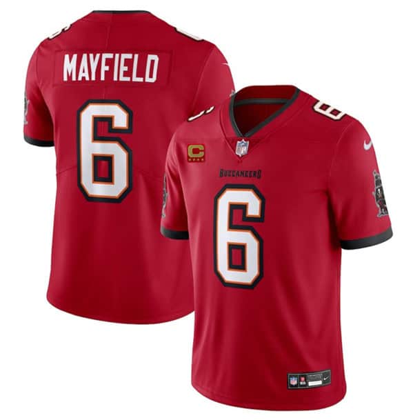 Tampa Bay Buccaneers #6 Baker Mayfield Red 2024 With 4-Star C Patch Vapor Limited Stitched Jersey