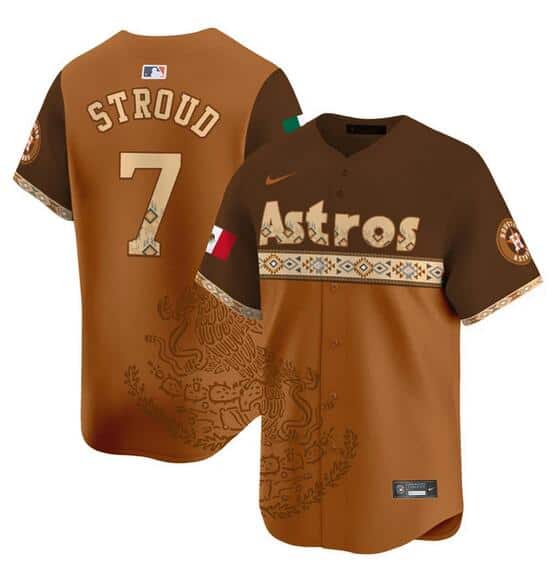 Houston Astros #7 C.J. Stroud Brown Mexico Vapor Jersey