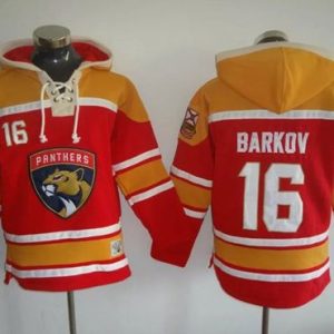 Panthers #16 Aleksander Barkov Red Gold Sawyer Hooded Sweatshirt Stitched Jersey