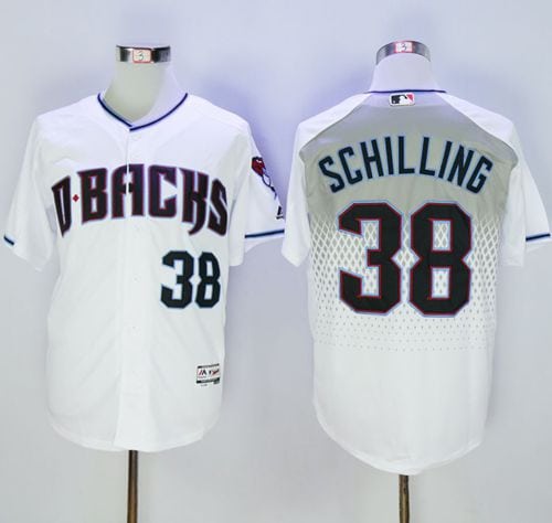Diamondbacks #38 Curt Schilling White Capri New Cool Base Stitched Jersey