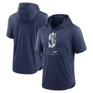 Seattle Mariners Navy Short Sleeve Pullover Hoodie