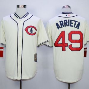 Cubs #49 Jake Arrieta Cream 1929 Turn Back The Clock Stitched Jersey