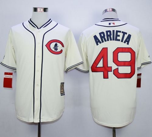 Cubs #49 Jake Arrieta Cream 1929 Turn Back The Clock Stitched Jersey