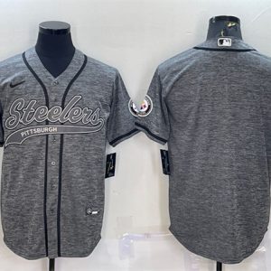 Pittsburgh Steelers Blank Gray With Patch Cool Base Stitched Baseball Jersey