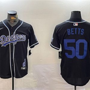 Los Angeles Dodgers #50 Mookie Betts Black 2024 World Series Champions Limited Stitched Jersey
