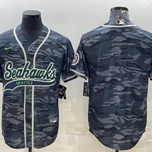 Seattle Seahawks Blank Gray Camo With Patch Cool Base Stitched Jersey