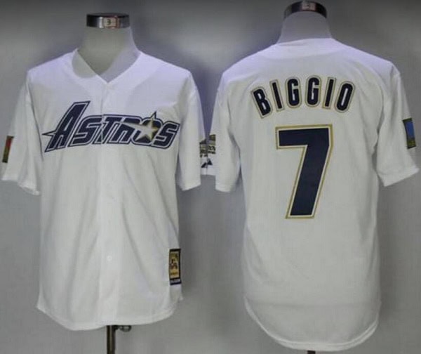 Houston Astros #7 Craig Biggio White Cool Base Stitched Baseball Jersey