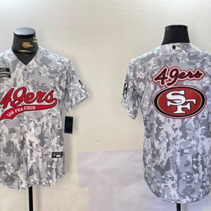San Francisco 49ers Team Big Logo 2024 Arctic Camo Salute To Service Stitched Jersey