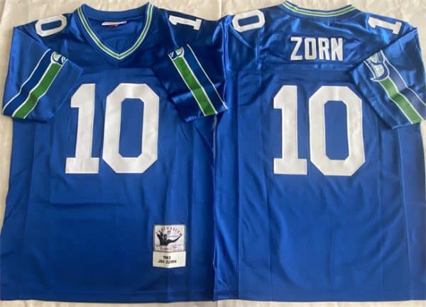 Seattle Seahawks #10 Jim Zorn Royal Throwback Stitched Jersey