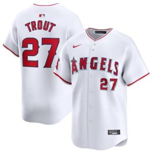 Los Angeles Angels #27 Mike Trout White Home Limited Stitched Jersey