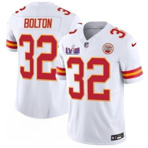 Kansas City Chiefs #32 Nick Bolton White F.U.S.E. Super Bowl LVIII Patch Vapor Untouchable Limited Stitched Jersey