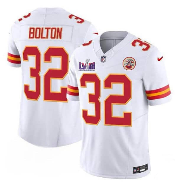 Kansas City Chiefs #32 Nick Bolton White F.U.S.E. Super Bowl LVIII Patch Vapor Untouchable Limited Stitched Jersey