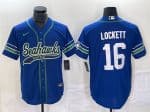 Seattle Seahawks #16 Tyler Lockett Royal Throwback Cool Base Stitched Jersey