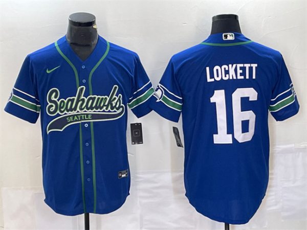 Seattle Seahawks #16 Tyler Lockett Royal Throwback Cool Base Stitched Jersey