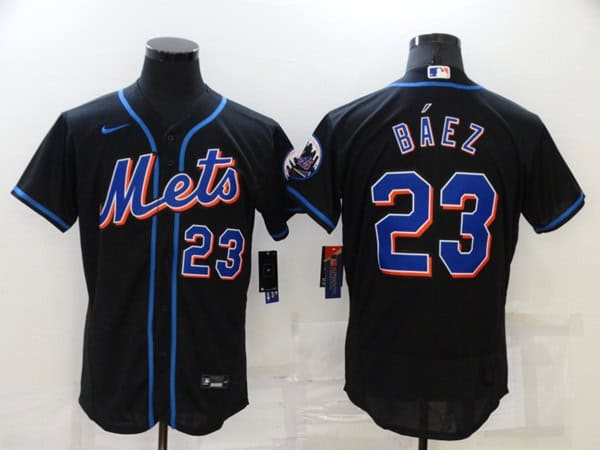 New York Mets #23 Javier B¨¢ez Black Flex Base Stitched Jersey